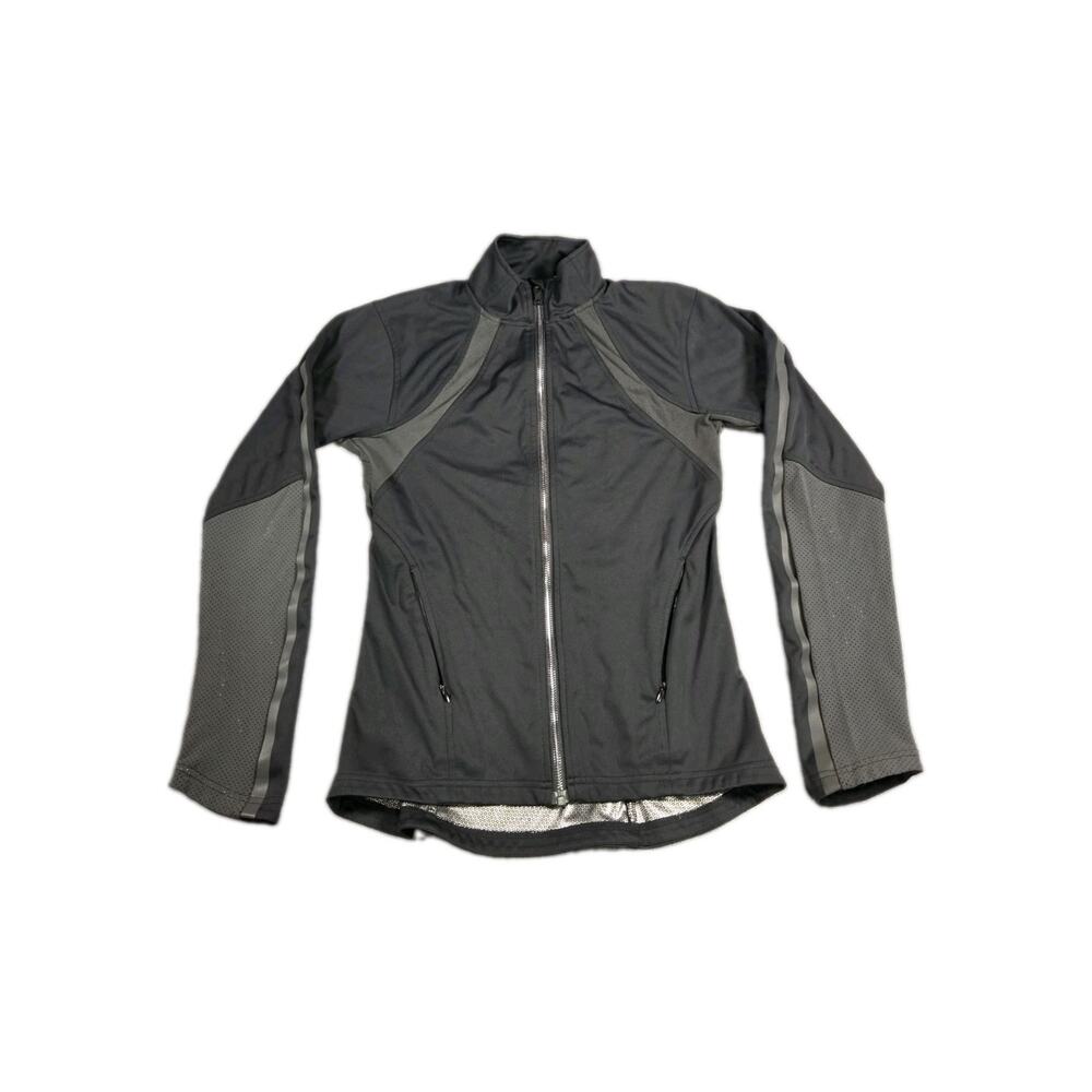 Athleta Women's Zip Up Jacket Mecaheat Size S-M Black Gray Activewear Hiking C7